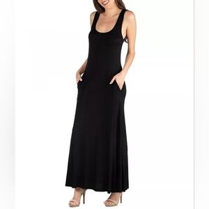 Women's Scoop Neck Sleeveless Maxi Dress with Pockets